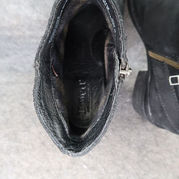 Born Shoes Womens 6 Booties Morocco Leather Distressed Buckle Strap Black Zip - Picture 9 of 16